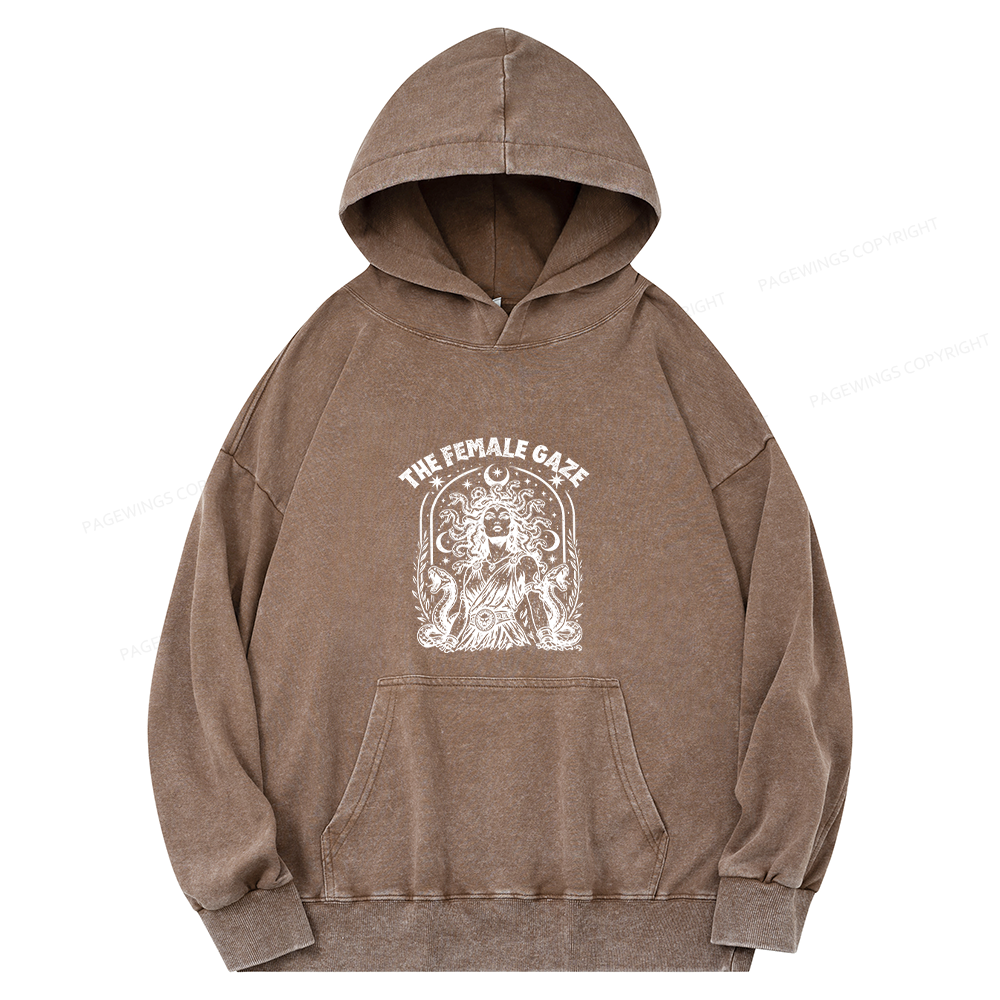 Pagewings Vintage Medusa Feminist Unisex Washed Hoodie