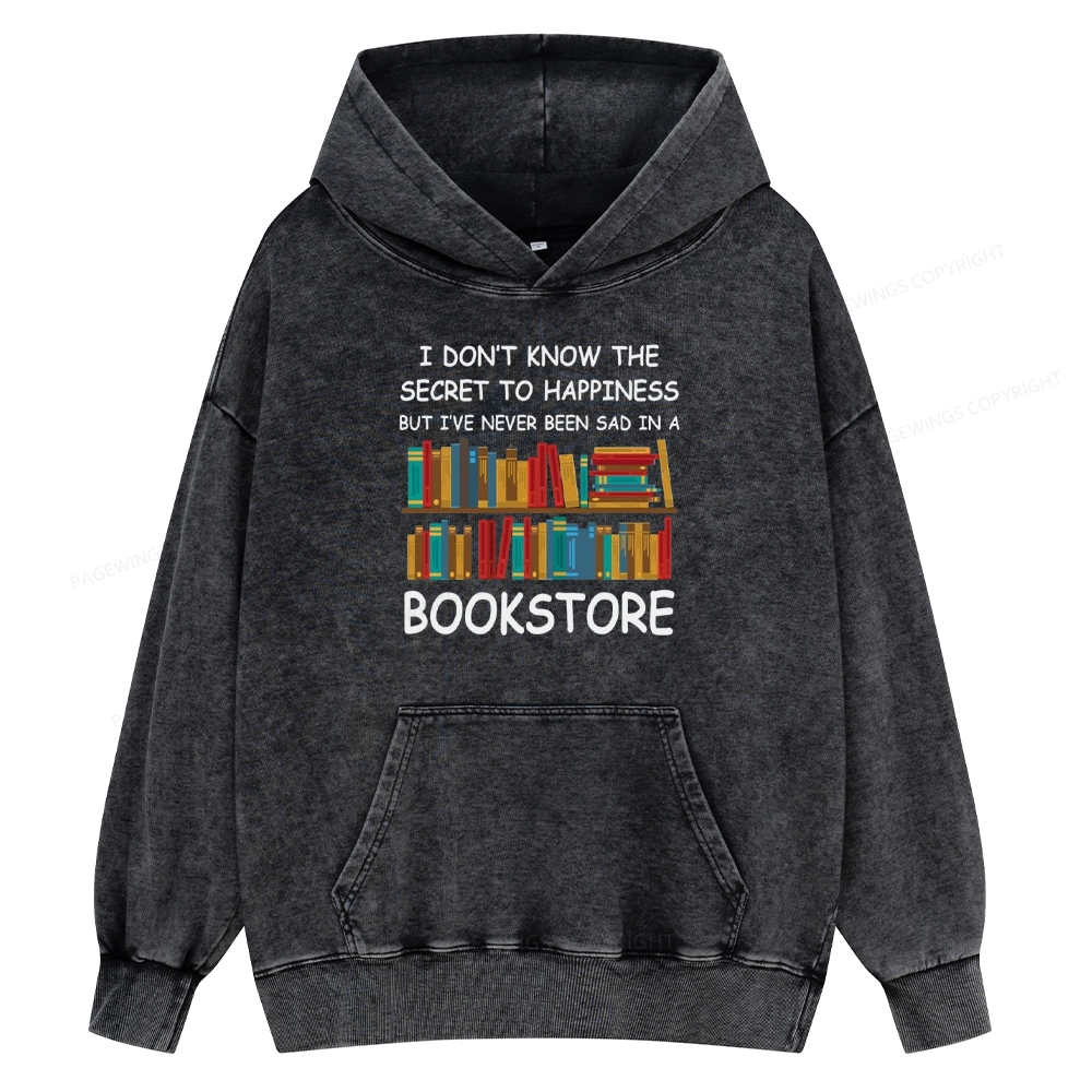 Pagewings I've Never Been Sad In A Bookstore Unisex Washed Hoodie