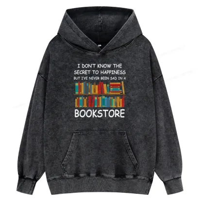 Pagewings I've Never Been Sad In A Bookstore Unisex Washed Hoodie