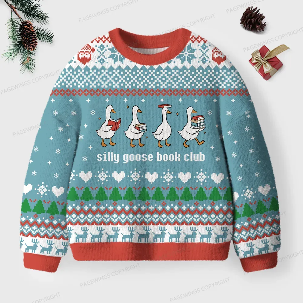 Pagewings Silly Goose Book Club Unisex Ugly Knit Sweatshirt
