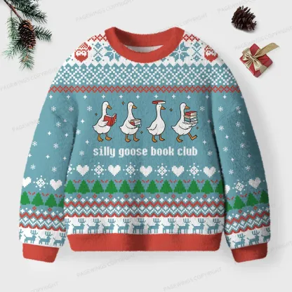 Pagewings Silly Goose Book Club Unisex Ugly Knit Sweatshirt