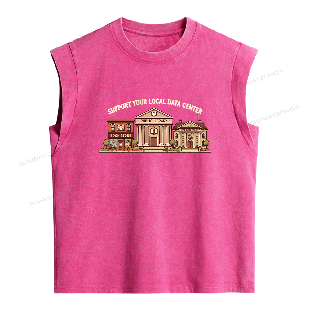 Pagewings Support Your Local Data Center Women's Washed Tank Top