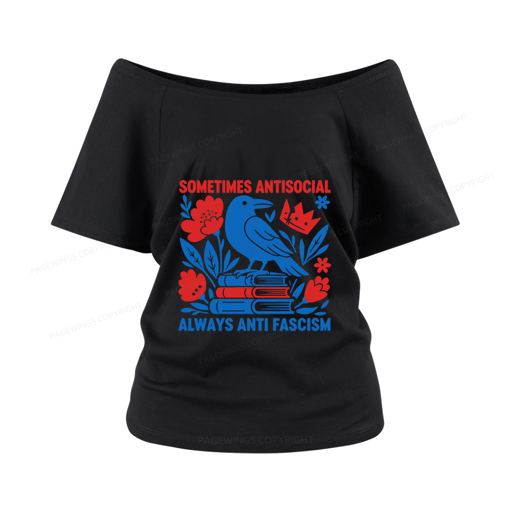 Pagewings Anti Fascism Women Off Shoulder T-shirts