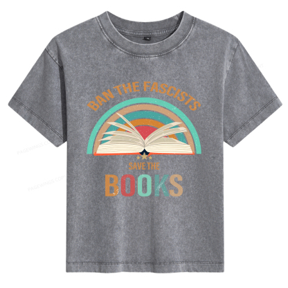 Pagewings Ban The Fascists Save The Books Women's Washed T-shirt