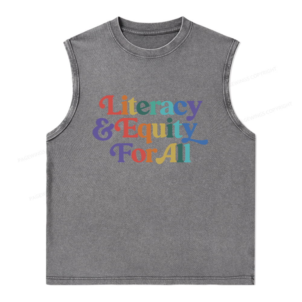 Pagewings Literacy & Equity For All Unisex Washed Tank Top