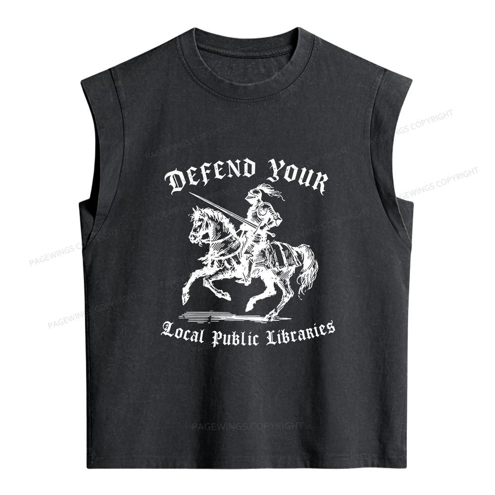 Pagewings Defend Your Local Public Libraries Women's Washed Tank Top