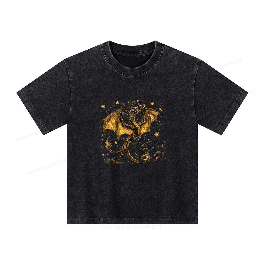 Pagewings Fantasy Dragon Unisex Kids Washed T-shirt