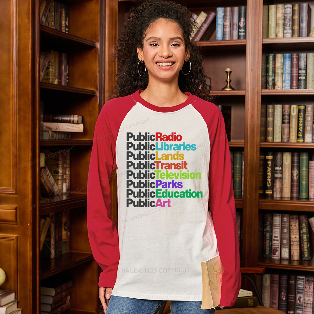 ]Pagewings Public Libraries Long Sleeve Raglan T-shirt