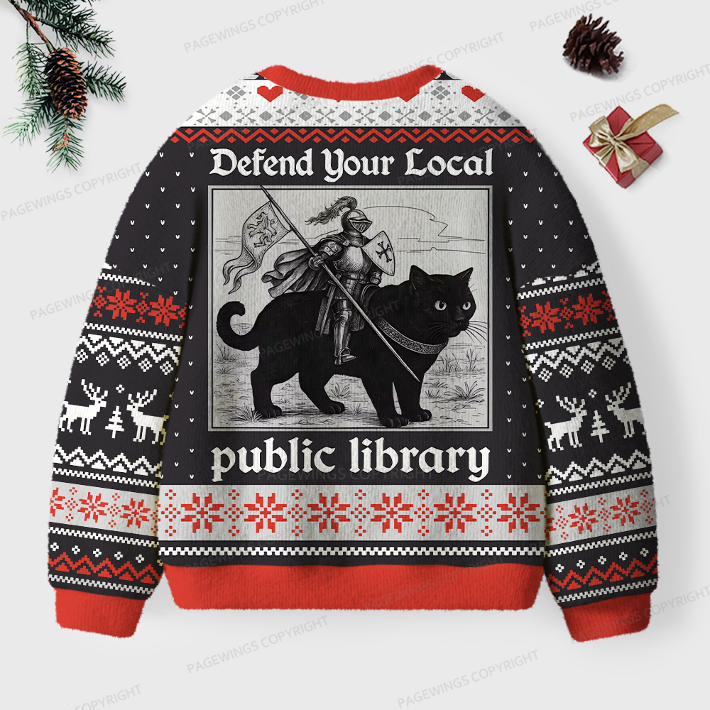 Pagewings Defend Your Local Public Library Unisex Ugly Sweatshirt