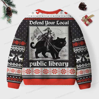 Pagewings Defend Your Local Public Library Unisex Ugly Sweatshirt