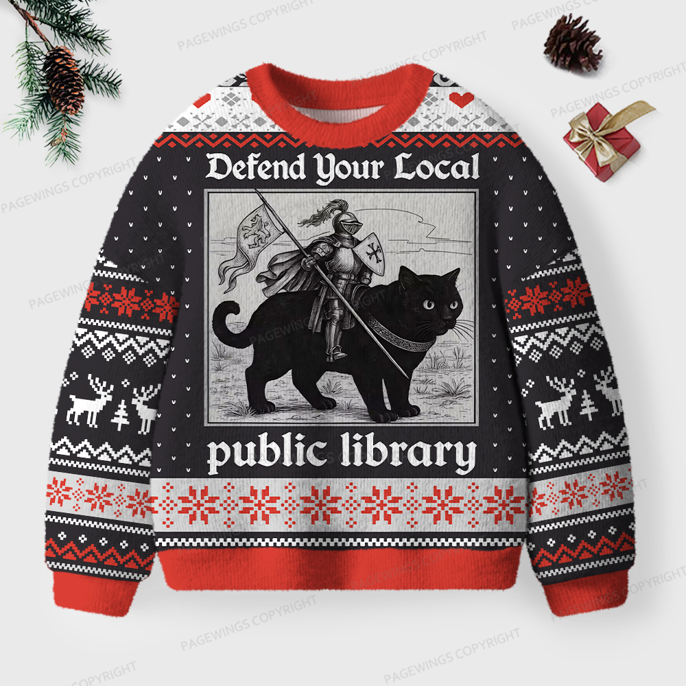 Pagewings Defend Your Local Public Library Unisex Ugly Sweatshirt