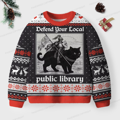 Pagewings Defend Your Local Public Library Unisex Ugly Sweatshirt