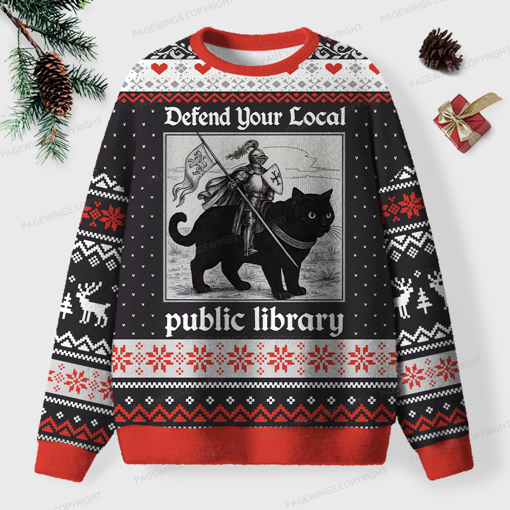 Pagewings Defend Your Local Public Library Unisex Ugly Sweatshirt