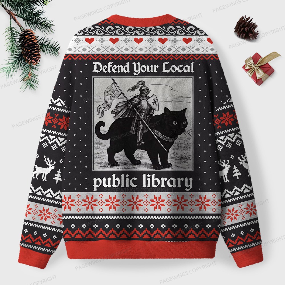Pagewings Defend Your Local Public Library Unisex Ugly Sweatshirt