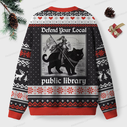 Pagewings Defend Your Local Public Library Unisex Ugly Sweatshirt