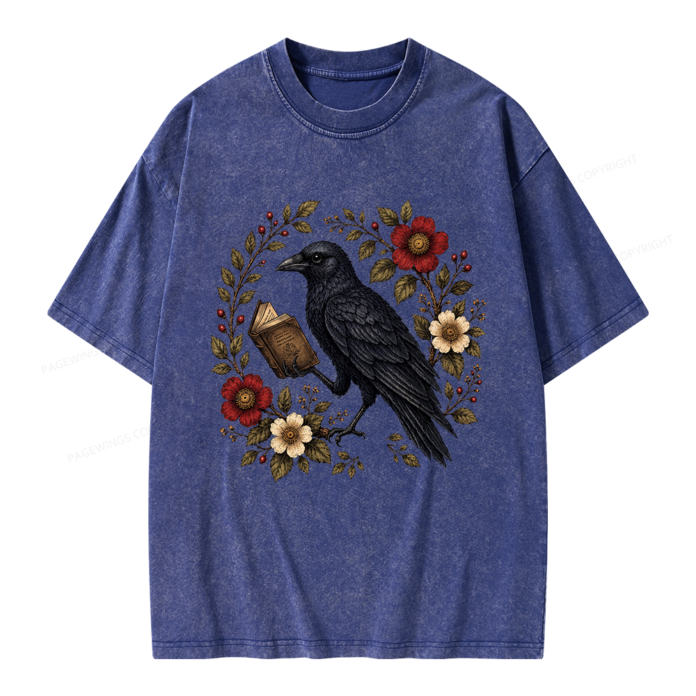 Pagewings Black Crow Unisex Washed T-shirt