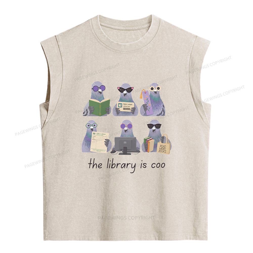 Pagewings Librarian Pigeon Women's Washed Tank Top