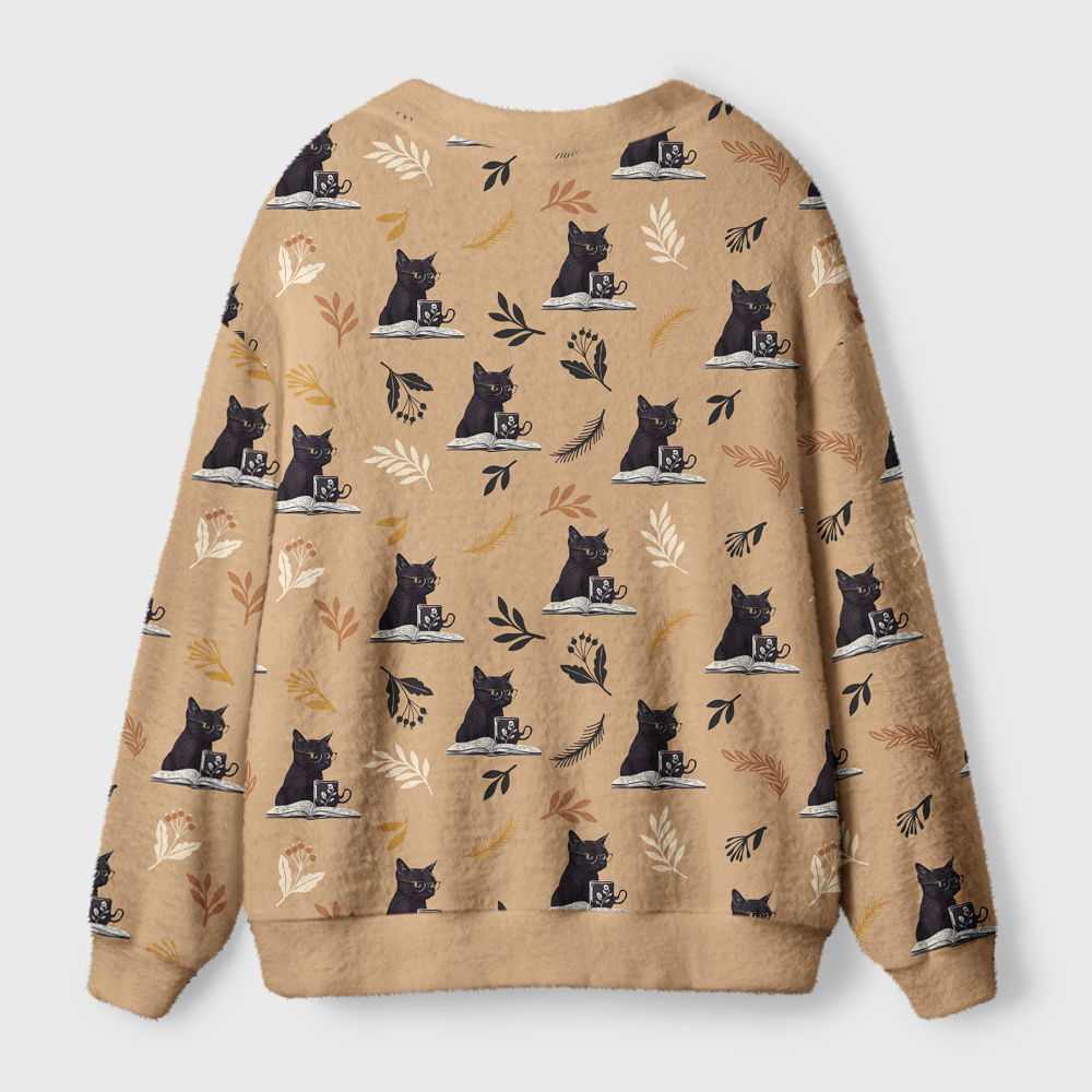 Pagewings Reading Books Drink Coffee Fight Evil Light Knit Unisex Cardigan Sweaters