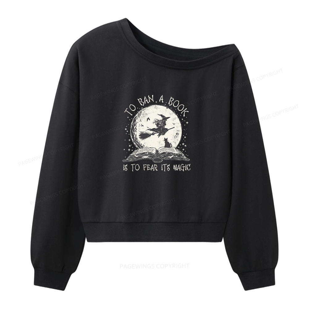 Pagewings Halloween Witch Book Women Off Shoulder Sweatshirt