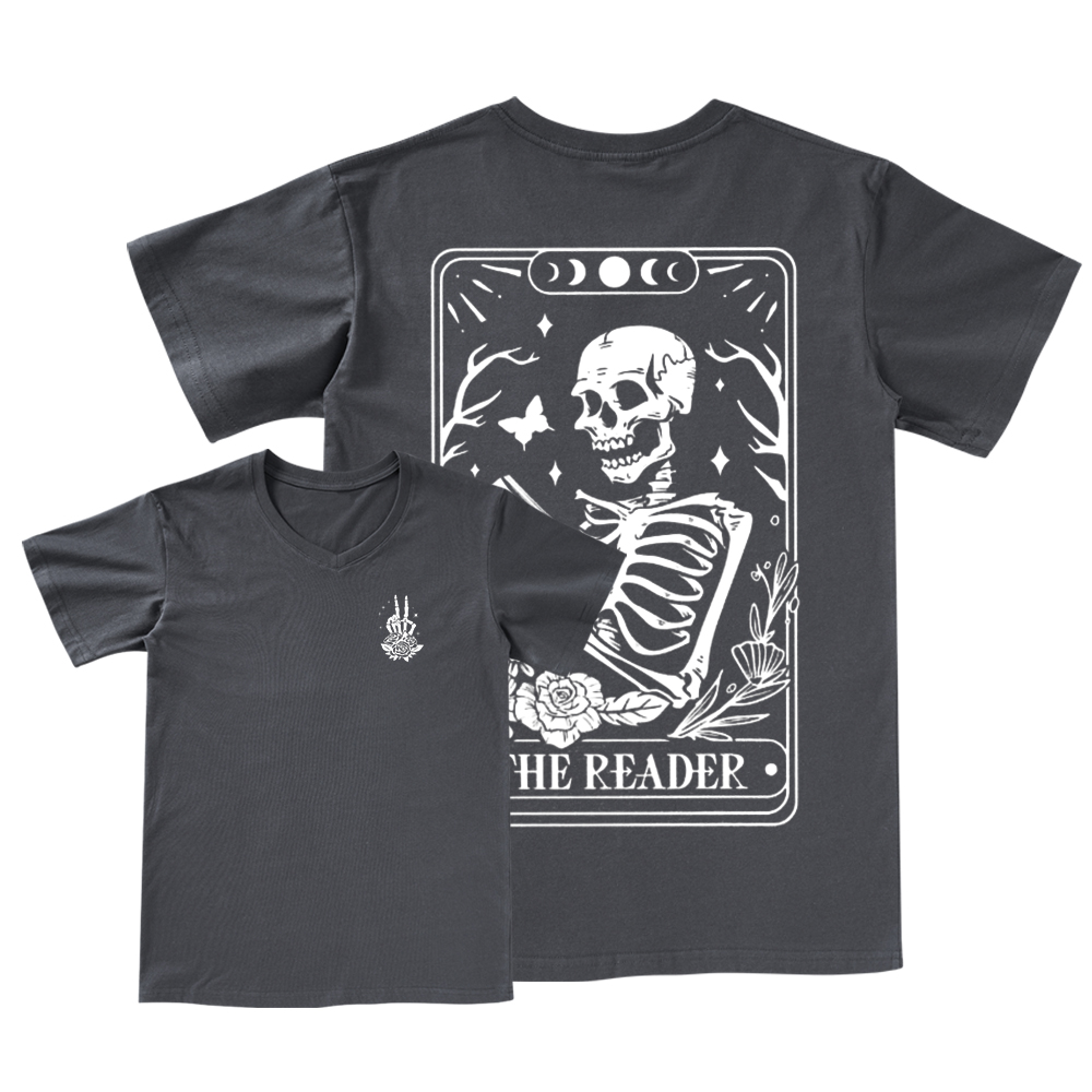 Pagewings The Reader Tarot Card Front And Back Printing V-neck T-shirt