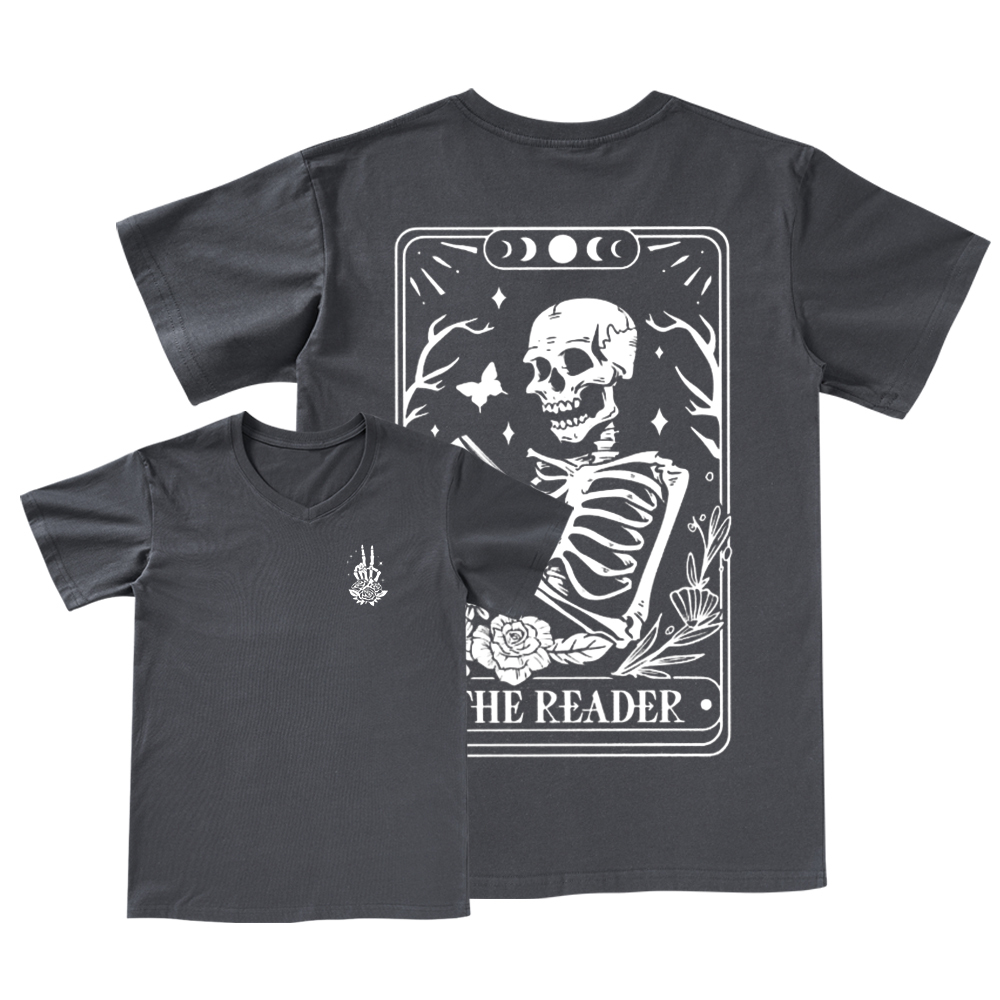 Pagewings The Reader Tarot Card Front And Back Printing V-neck T-shirt