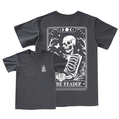 Pagewings The Reader Tarot Card Front And Back Printing V-neck T-shirt