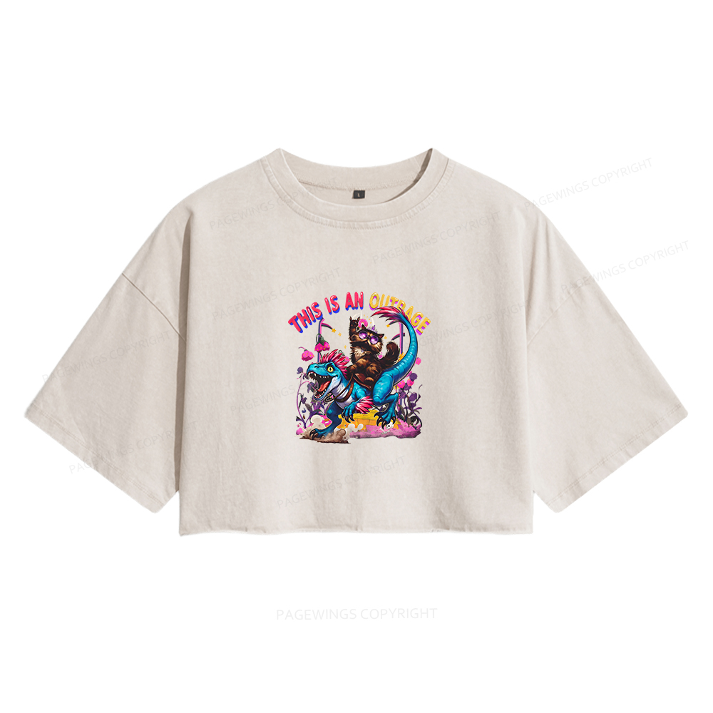 Pagewings This Is An Outrage Women's Washed Cropped T-shirt