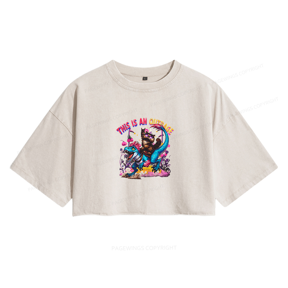 Pagewings This Is An Outrage Women's Washed Cropped T-shirt