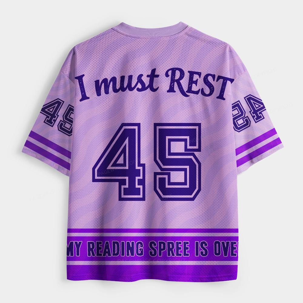Pagewings  I Must Rest My Reading Spree Is Over  Unisex Mesh Jersey