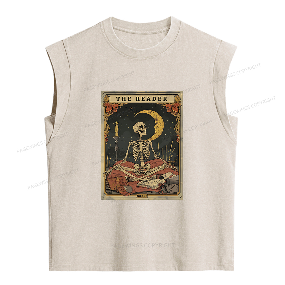 Pagewings The Reader Tarot Card Women's Washed Tank Top