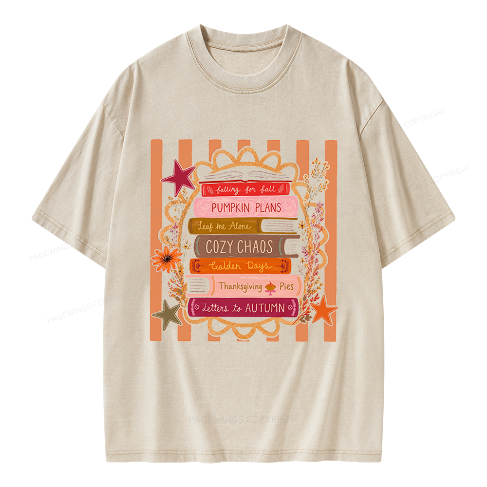 Pagewings All Booked For Fall Unisex Washed T-shirt