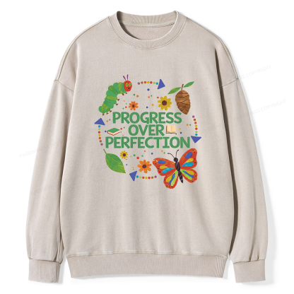 Pagewing Progress Over Perfection Unisex Washed Sweatshirt