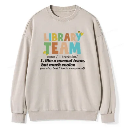 Pagewings Library Team And Library Squad Unisex Washed Sweatshirt