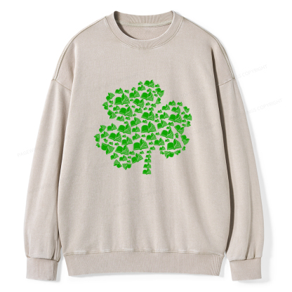 Shamrock Book St Patricks Day Unisex Washed Sweatshirt