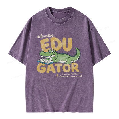 Pagewings Retro Alligator Unisex Washed T-shirt
