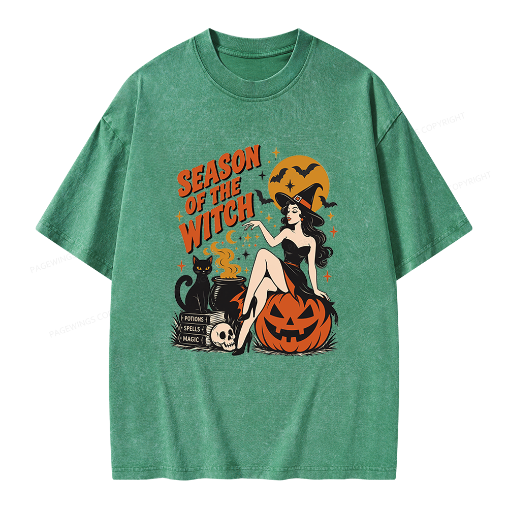 Pagewings Season Of The Witch Unisex Washed T-shirt