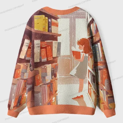 Pagewings Book Girl  Unisex Ugly Cardigan Sweaters