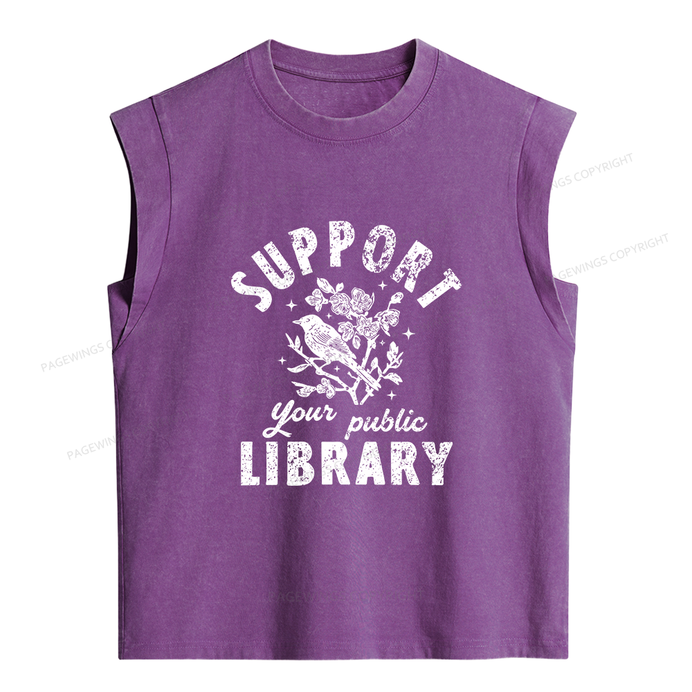 Pagewings Public Library Women's Washed Tank Top