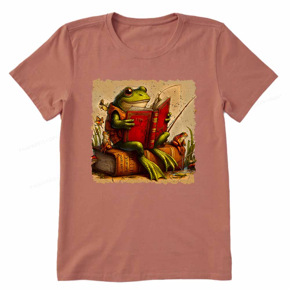 Pagewings Toad Fishing Book Reading Book Unisex Classic T-shirt
