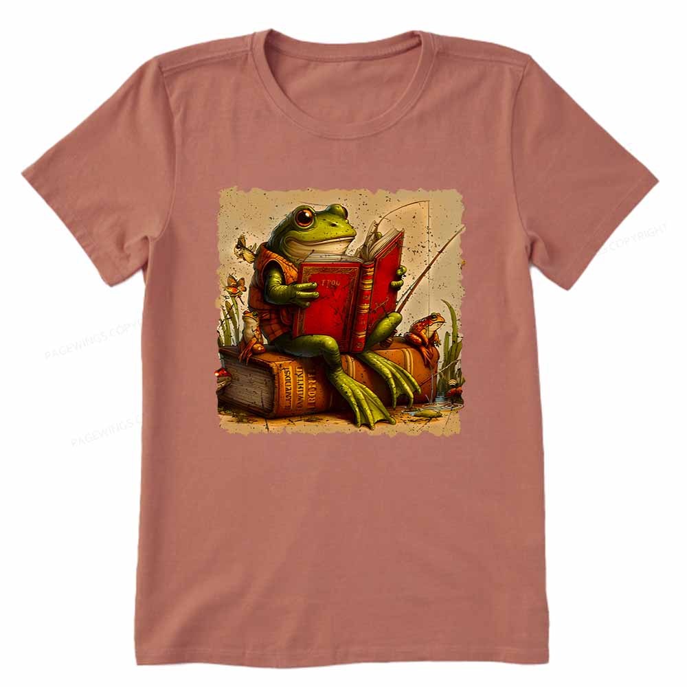 Pagewings Toad Fishing Book Reading Book Unisex Classic T-shirt