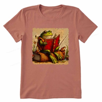 Pagewings Toad Fishing Book Reading Book Unisex Classic T-shirt
