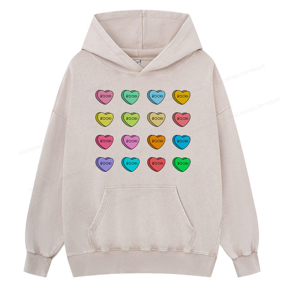 Pagewings Valentine's Day Librarian  Unisex Washed Hoodie
