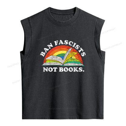 Pagewings Ban Fascists Not Books Women's Washed Tank Top