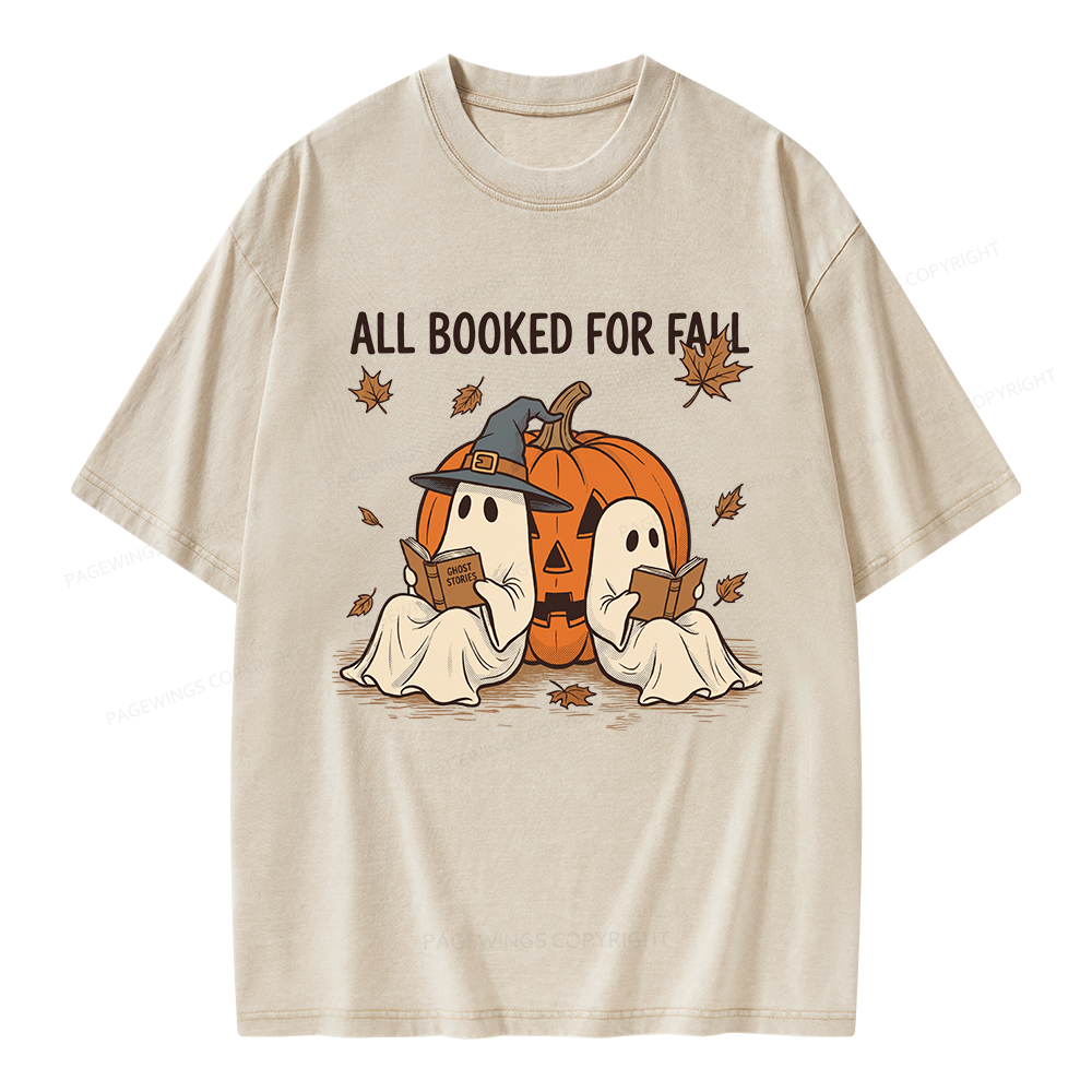 Pagewings All Booked For Fall Unisex Washed T-shirt
