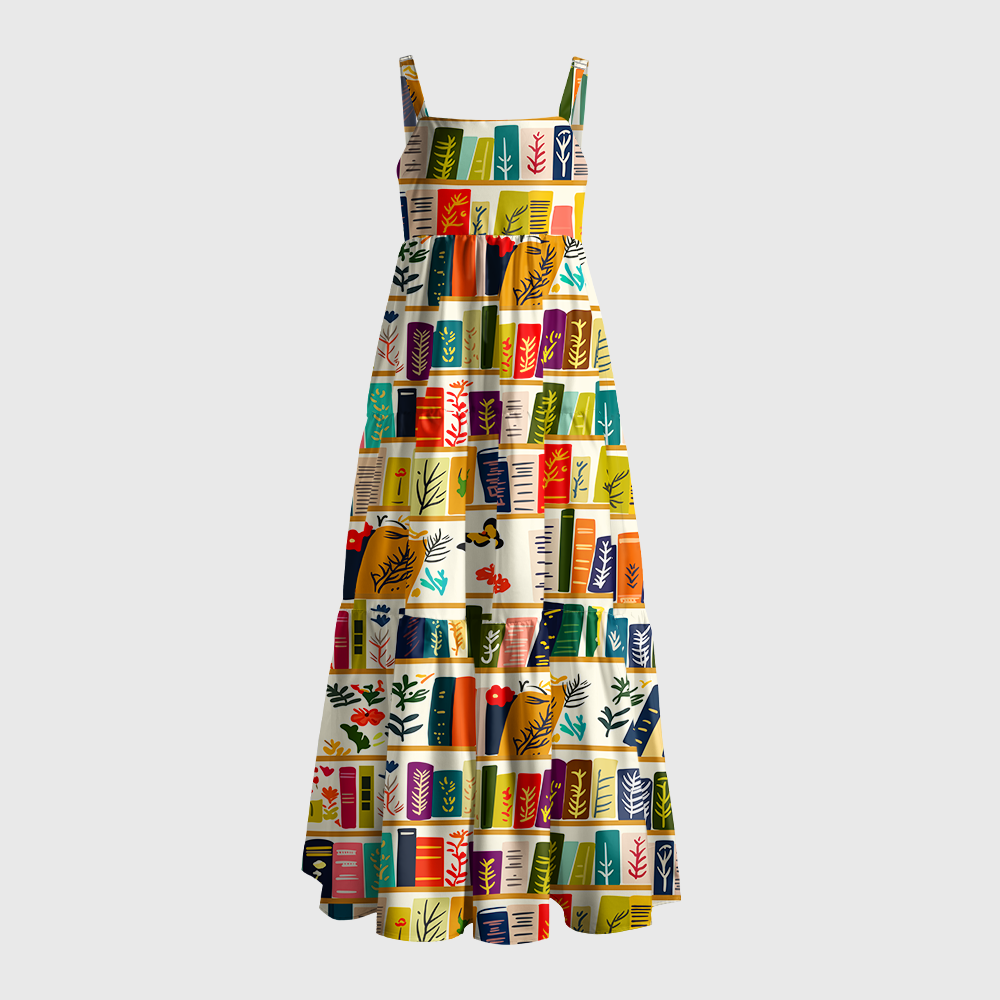 Pagewings Square Neck Bookish Floral Maxi Dress