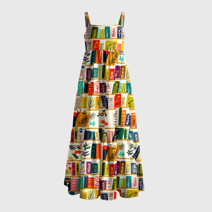 Pagewings Square Neck Bookish Floral Maxi Dress