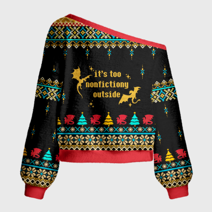 Pagewings Sci Fi Bookish Off Shoulder Ugly Knit Sweater