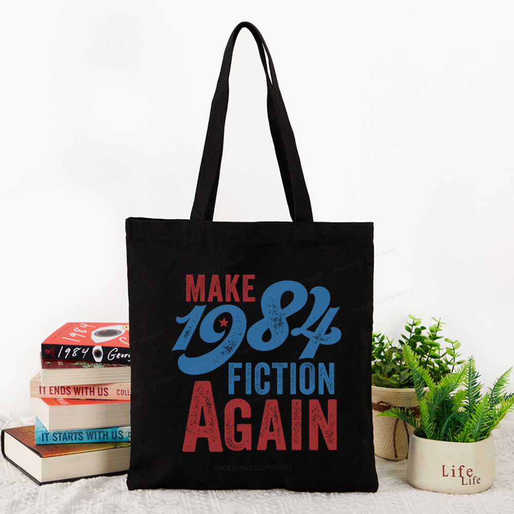 Pagewing Make 1984 Fiction Again Solid and Distressed Tote Bag