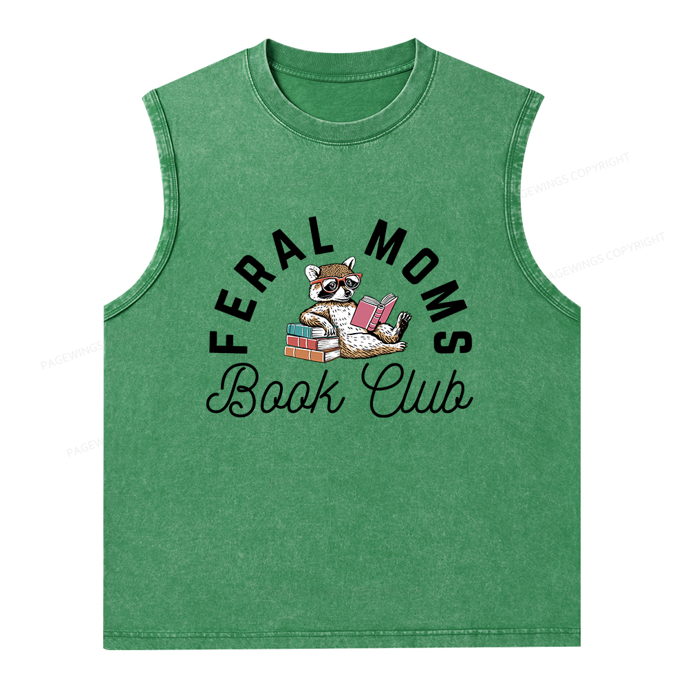 Pagewings Feral Moms Book Club Unisex Washed Tank Top