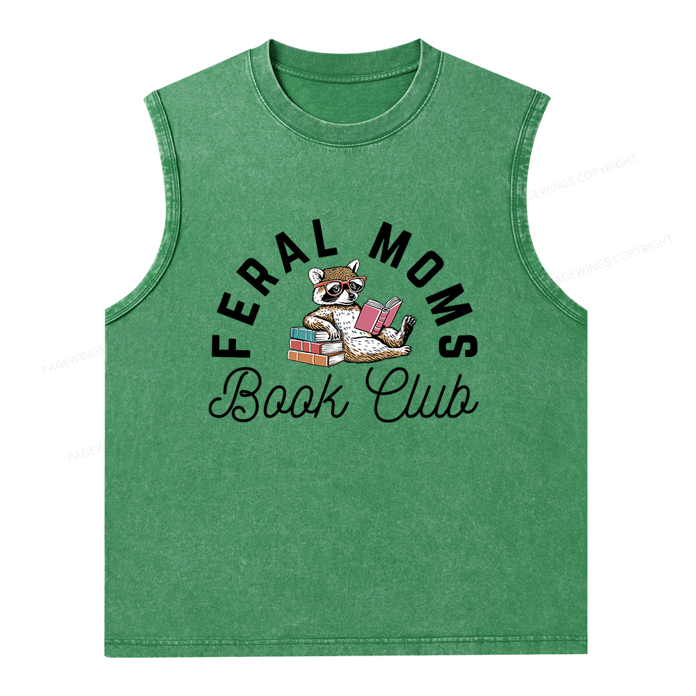 Pagewings Feral Moms Book Club Unisex Washed Tank Top